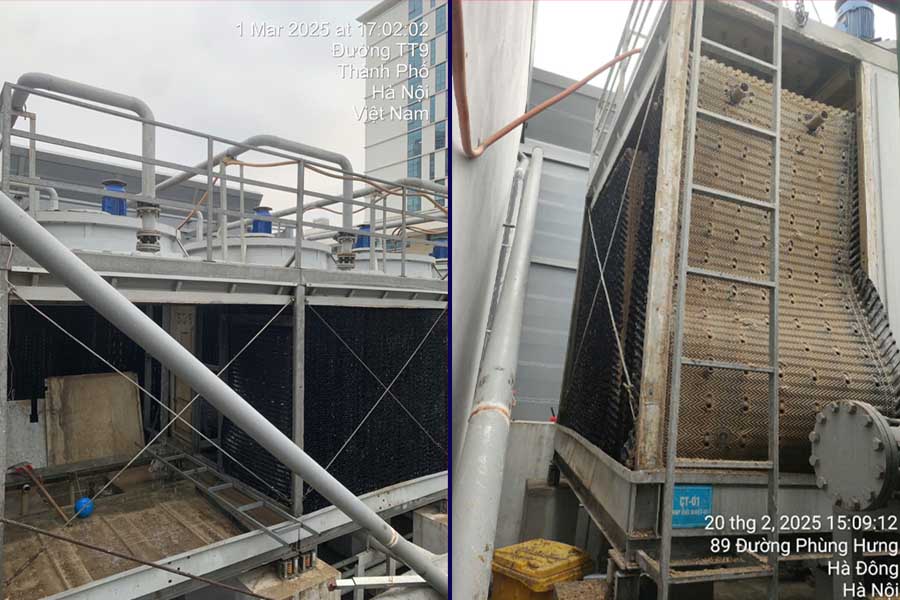 IMT bảo dưỡng tháp giải nhiệt HVAC tại bệnh viện Bạch Mai